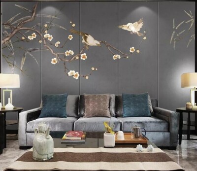 3D Petal Branch Bird G5007 Wallpaper Wall Murals Removable Self-adhesive Honey