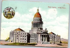 State Capitol Boise, Idaho State Seal ID Postcard 1909