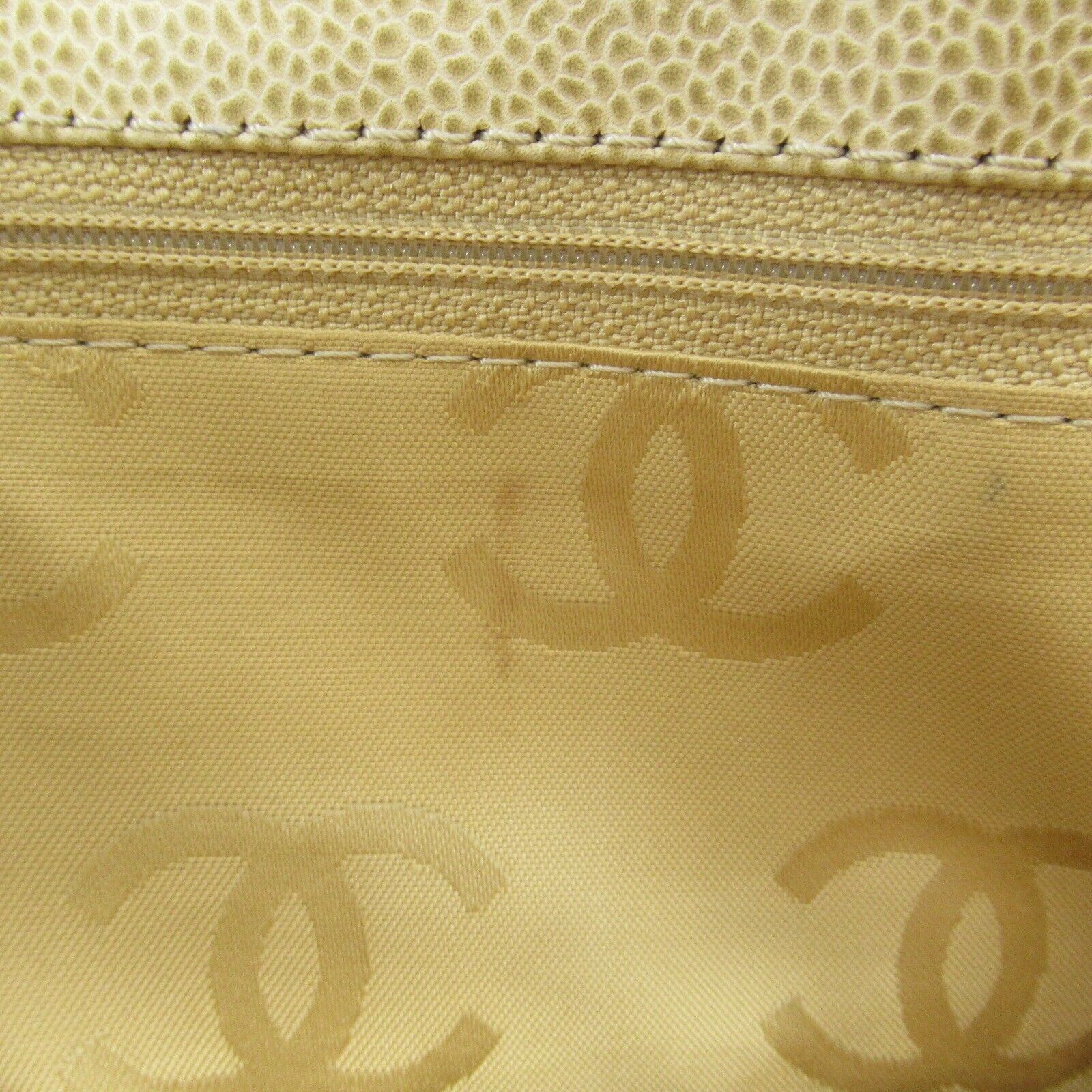 CHANEL Tote Bag Caviar leather Beige cream Used Women CC COCO