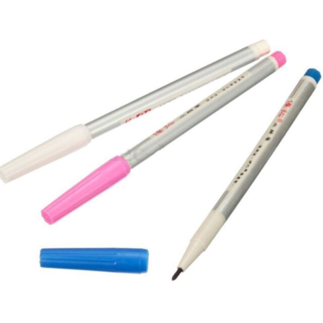 3Pcs(White Blue Pink) New Water Erasable Vanishing Fabric Marker Cloth Ink Pen