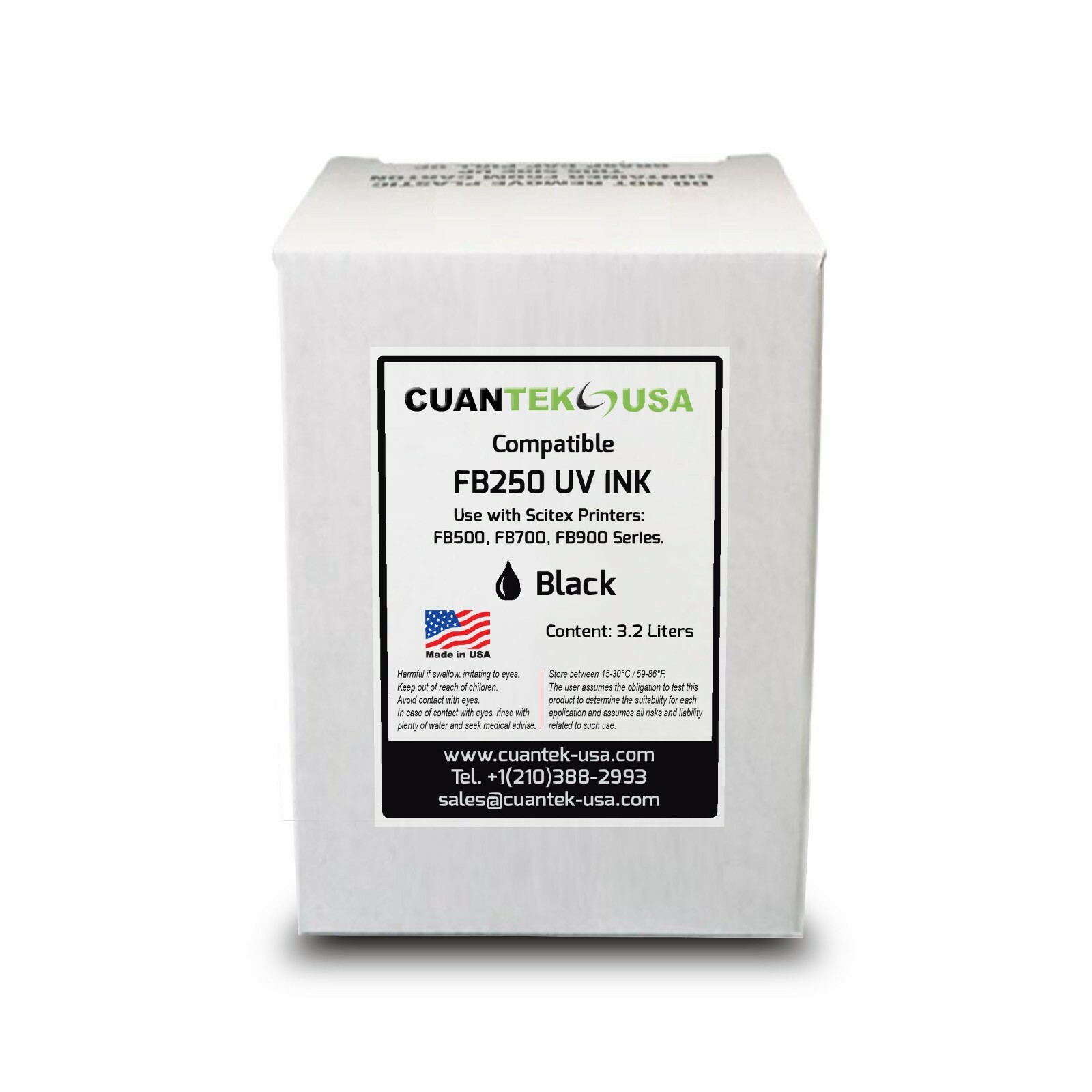 HP FB250 Compatible UV Black Ink 3.2L Box CH219A USA-Made-image