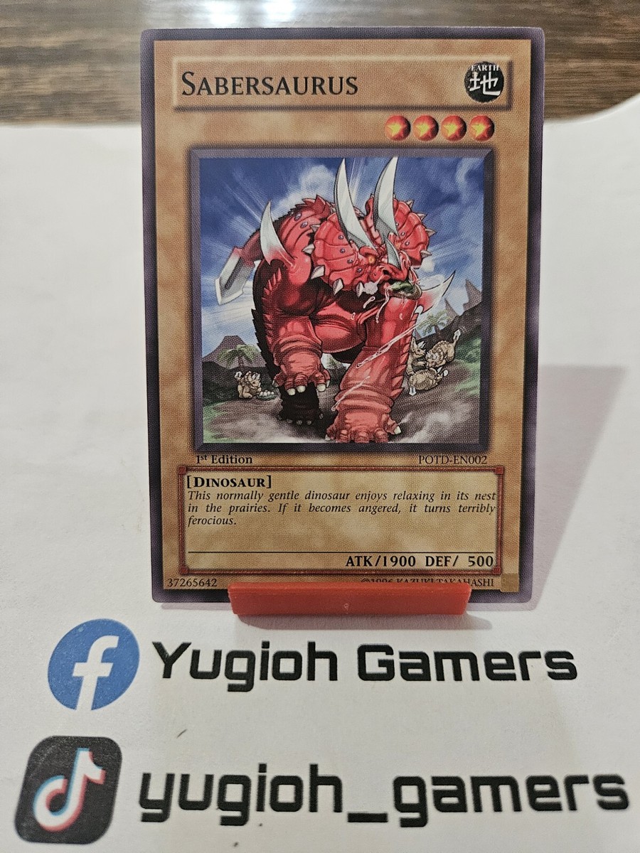 sabersaurus yugioh card Yu-Gi-Oh! - Alliance Insight 500 This normally gentle dinosaur enjoys relaxing in its nest in the prairies Yu-Gi-Oh Sabersaurus POTD 1st Edition