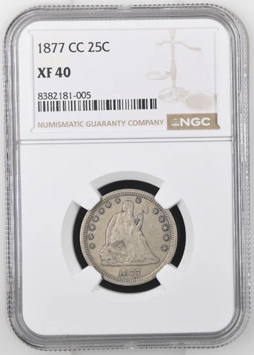 1877 CC Seated Liberty Quarter  - NGC XF 40