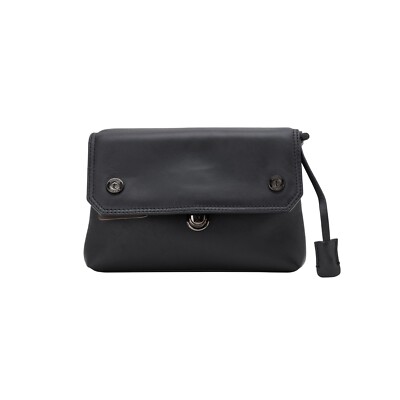$390 Testoni Bologna Black Easy Calf Hand Clutch Bag Padlock with Keys