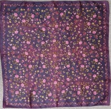 VINTAGE ST. MICHAEL M S RAYON SATIN MADE IN ITALY 1970s FLORAL SQUARE SCARF 26"