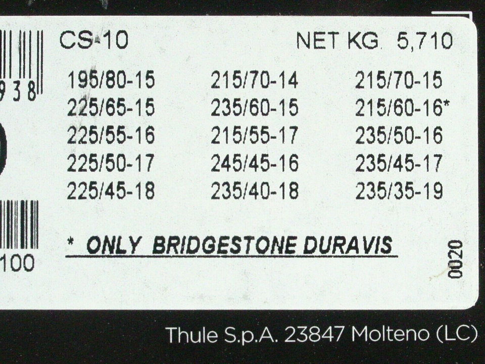 Thule CS10 Size 100 Tire Chains Set Of Two See Photos for Tire Size