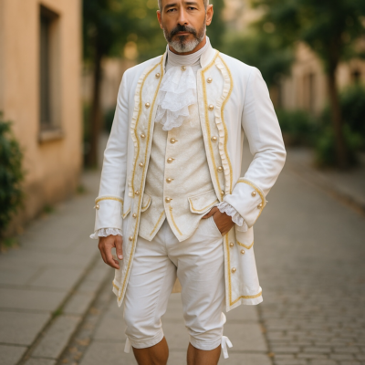 formal male dress expected at venetian grand balls Masquerade Ball 1700s Mens suit 18th century Baroque Historical Period Georgian mens masquerade tuxedo