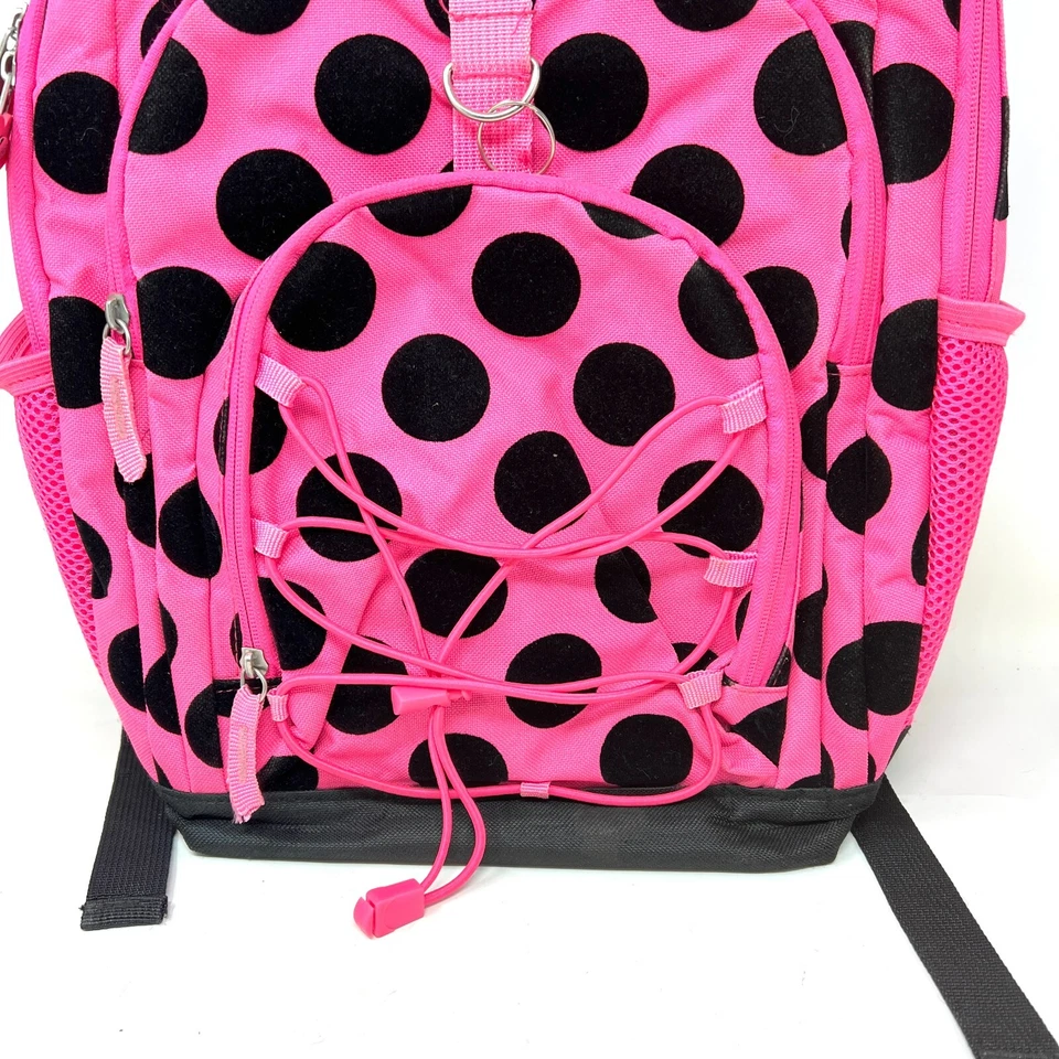 Mochila de bolinhas Y2K limitada muito rara vintage rosa preto veludo berloques de flores - Imagem 3 de 4