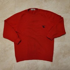 Vintage Burberry's Men's Lambs Wool CrewNeck Jumper Scotland Made Sweater 44 Red