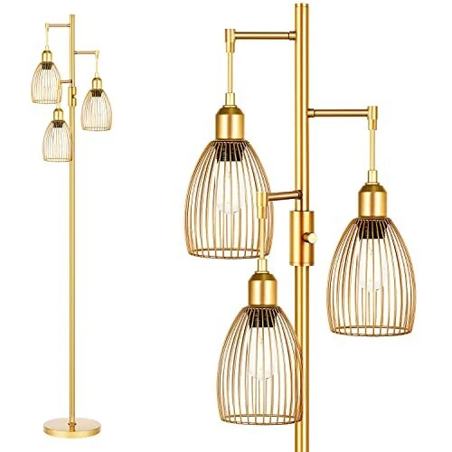Dimmable Industrial Floor Lamps for Living Room Gold Tree Gold 68 inches
