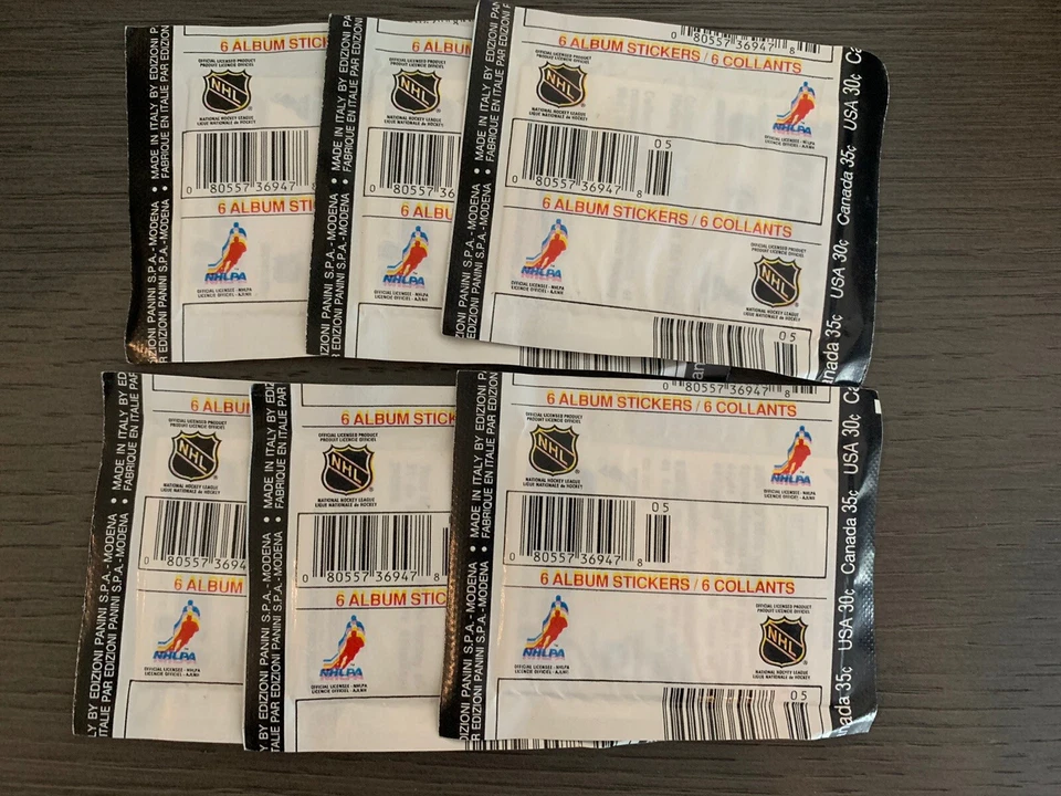 PAQUETES DE 6 PEGATINAS SELLADAS PANINI HOCKEY NHL 1990-91 6 tarjetas en cada paquete Foto 2 de 2