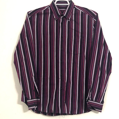 Multi Color Striped Men's Medium Dress Shirt by Roccobarocco, Button Down Collar