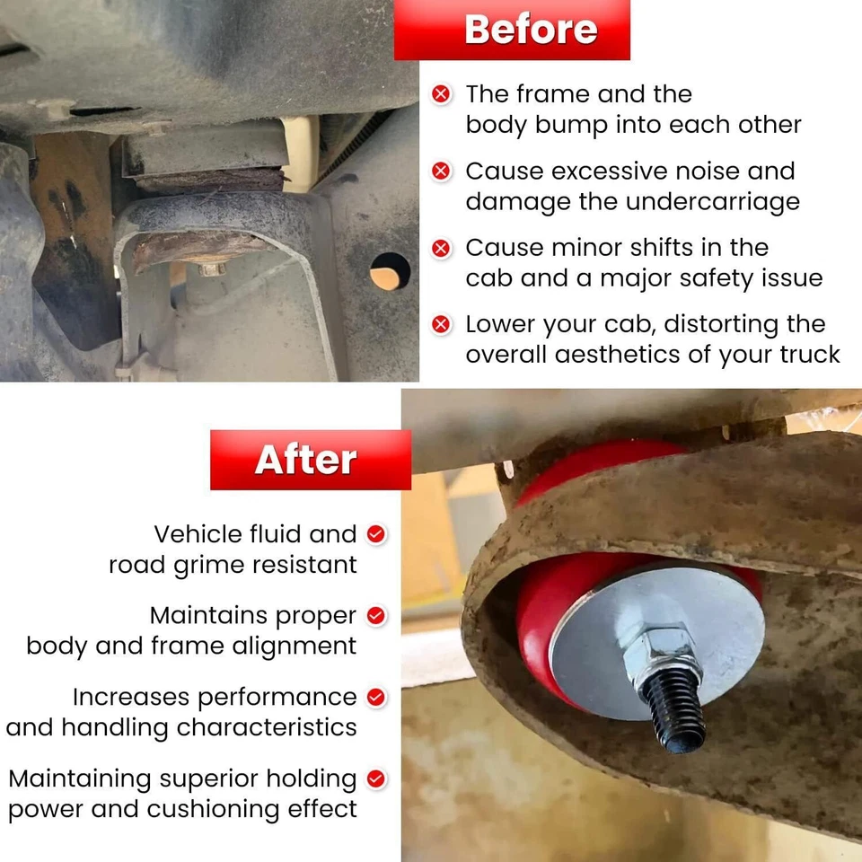 4.4123R Energy Suspension Body Mount Bushing Kit Fit for Ford F150 F250 F350 Red - Image 4 of 4