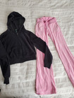 Wild Fable 2 pc velour sweatsuit interchangeable pants and hoodie sz XS 10-12 — photo 7