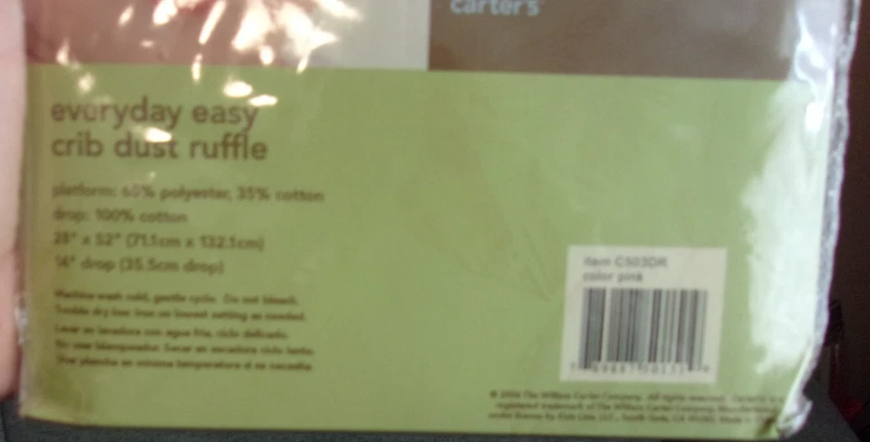NUEVO EN PAQUETE CARTER'S, The Basic's CRIB DUST RUFFLE, Falda de cama, Rosa BLANCO RAYA, Foto 3 de 4