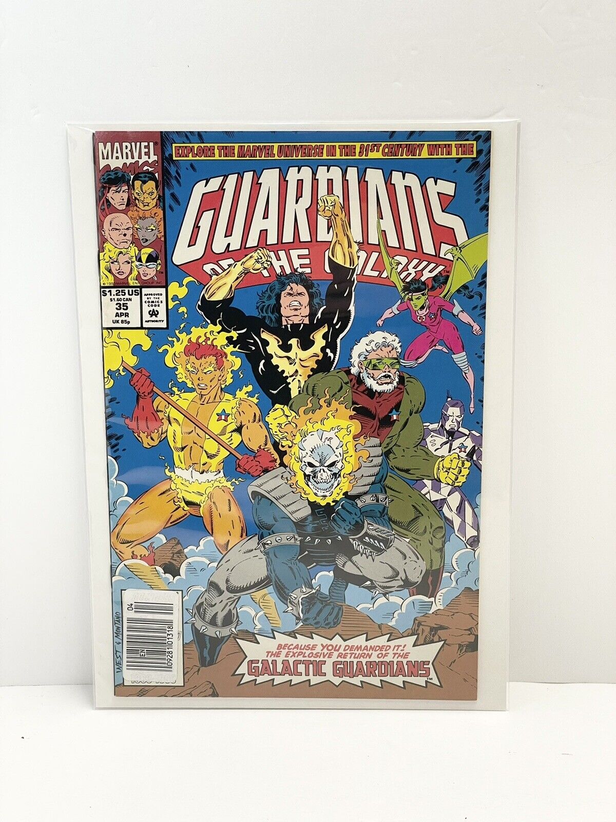 Guardians of the Galaxy #35 NEWSSTAND VARIANT RARE (1990 Series Marvel)
