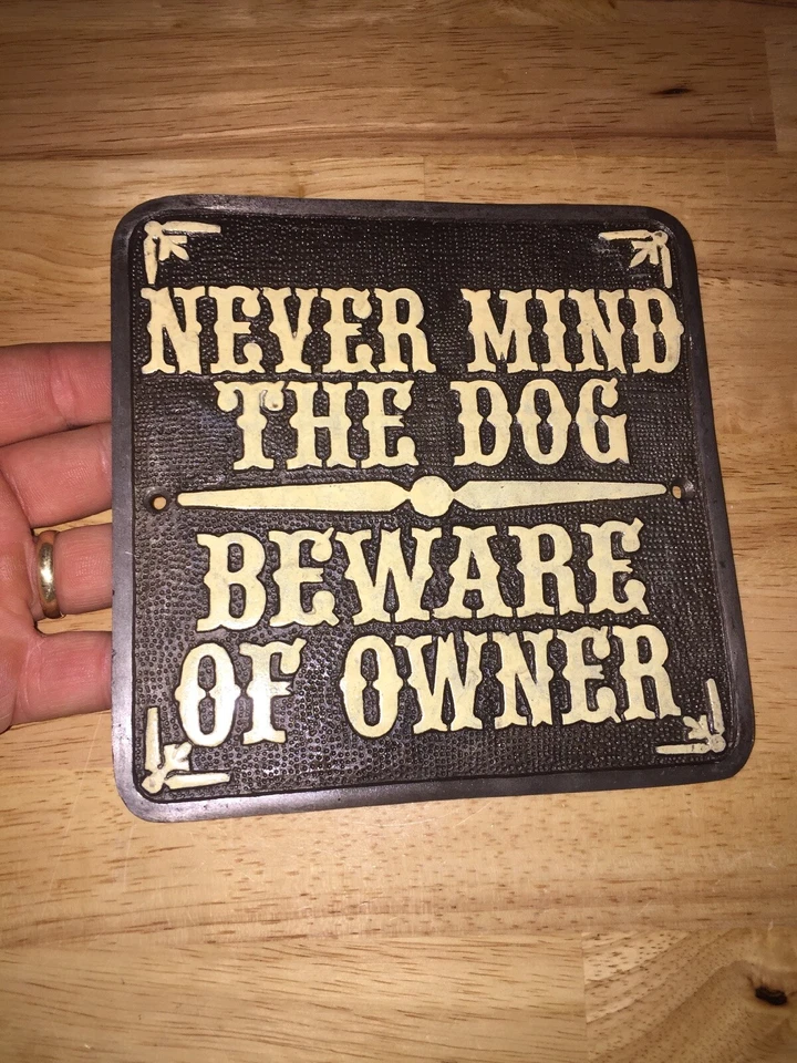 NO TRESPASSING SIGN Plaque Beware Owner Never Mind Dog K9 Metal Solicitors GIFT - Image 2 of 4