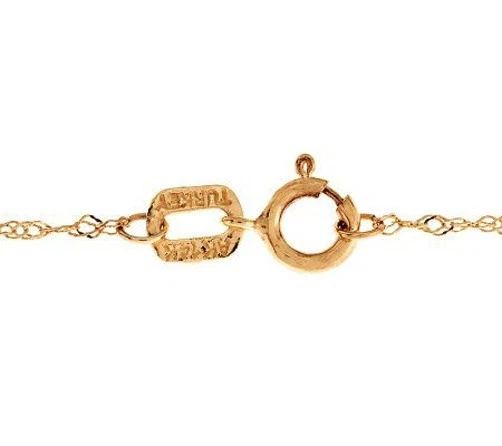 QVC All Shiny Sparkle Heart Slide Pendant Singapore Chain Real 14K Yellow Gold - Image 2 of 4