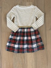Crewcuts J.Crew Girls Gold Metallic Stripe  Red Plaid Holiday Dress Size 7