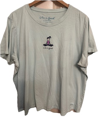 Life is Good Women s Top Plus Size XXXL Light Blue Short Sleeve 100% Cotton