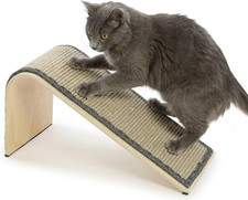 Sisal Angle Ramp Cat Scratcher, Natural Woven Sisal Surface Stable Wooden Stru