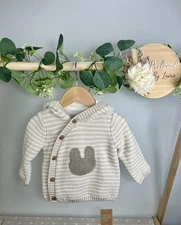Mothercare Baby Unisex Beige Bunny Thick Knit Hooded Coat Jacket 3-6 Month BNWT