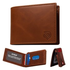 Slim Leather Wallet for Men with Credit Card Holder RFID Blocking Bifold Smart