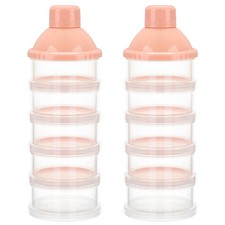 Accmor Formula Dispenser On The Go, 5 Compartments Stackable Light Pink-2pc