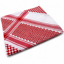 Jordanian Shemagh Keffiyeh Red White Arab Scarf Traditional Cotton Head Wrap