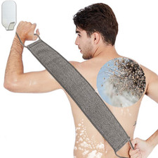 Loofah Back Scrubber for Shower, Natural Soft Flax Back Exfoliator Cleaner for S