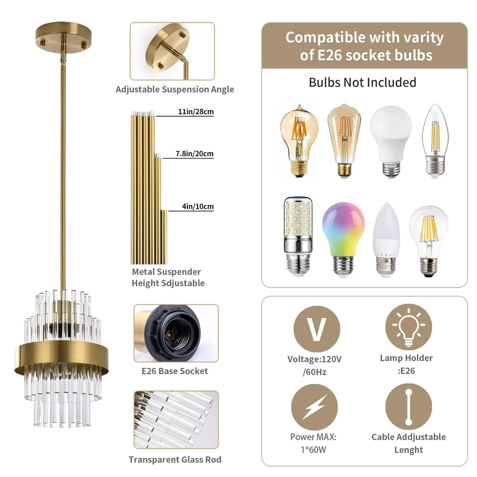 Luminárias pendentes, luz pendente de vidro moderna de 7 polegadas, pacote com 2 cores bronze... - Imagem 3 de 4
