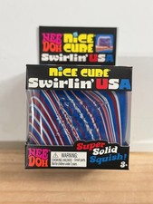 Nee Doh Nice Cube Swirlin' USA Super Solid Squish Toy Blue Red White Fast Ship