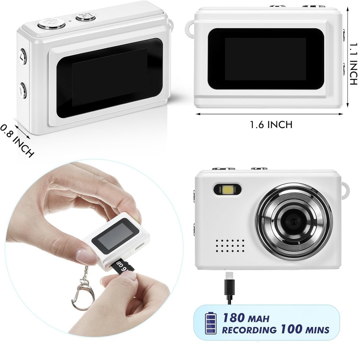 Mini Digital Camera Keychain 1080p Small Portable Photo Video