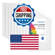 GOTIDEAL 8x10" Canvas Boards - 10-Pack Gesso Primed White Blank Canvases for Pai