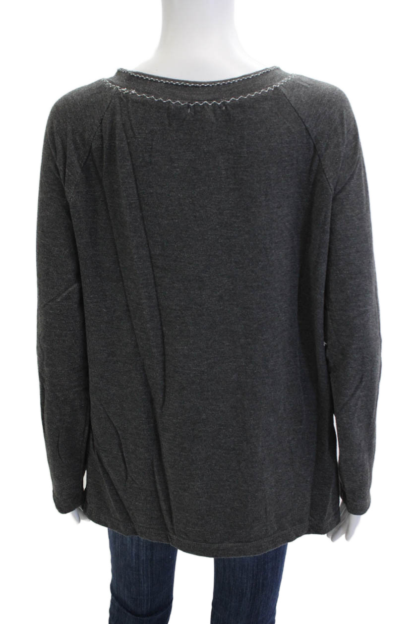 Max Studio Womens Basic Dark Gray Crew Neck Long … - image 3