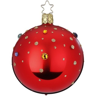 Weihnachtskugel Funkelndes Fest Ø 8cm Rot glänzend Inge-Glas Weihnachtsschmuck