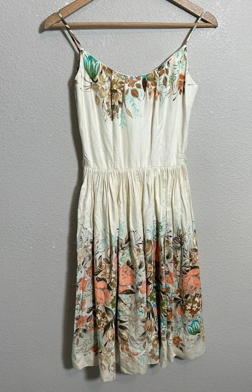 Винтажный 60-х повседневный CEIRE гавайский Aloha платье S/M белый цветочный без рукавов - Изображение 2 из 4