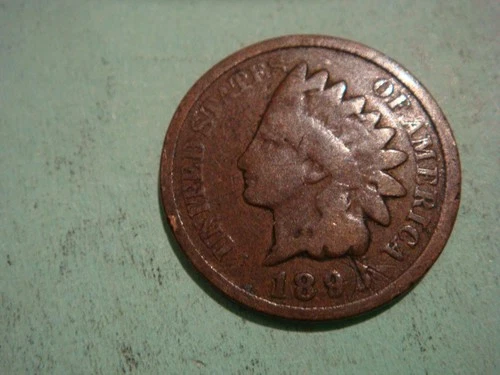 1893 Indian Head Penny IHP in damaged album filling cond  - actual coin in photo