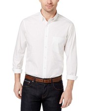 Club Room Dot-Print Long-Sleeve Stretch Dress Shirt Bright White, XL