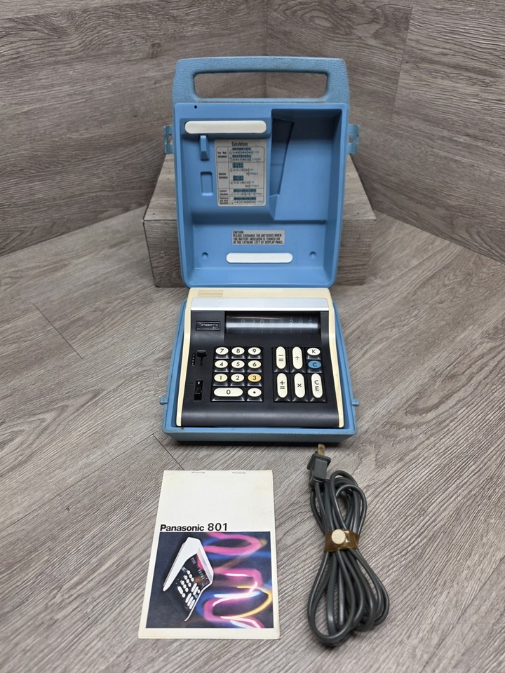 Panasonic 801 Desk Calculator with nixie style VFD Display + Case Vintage 1970s