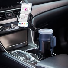 Cup Holder Phone Mount 2 in 1 Cup Holder Expander for Car Long Arm with 360