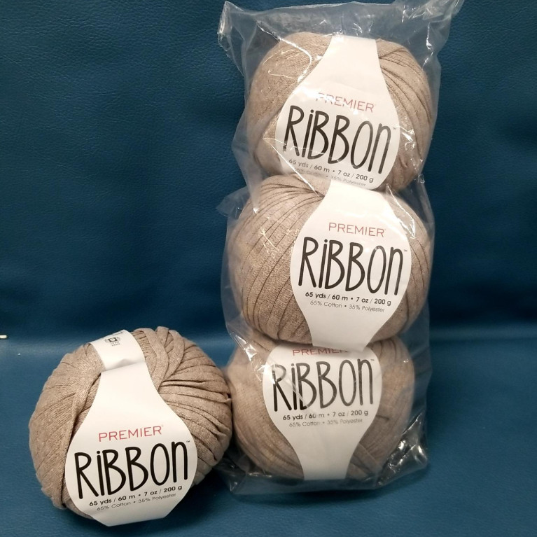 4 Premier Yarns Ribbon Yarn, Super Bulky Yarn, Made With Cotton Polyester Sand