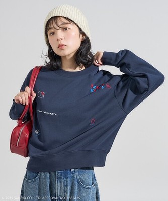 Sanrio Characters Hello Kitty MESSAGE Embroidered Sweatshirt Navy 2025AW JP LTD