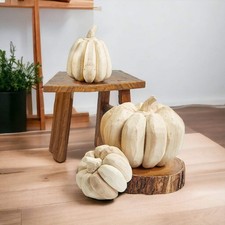 Farmhouse Wooden Pumpkin Trio Rustic Handcrafted Fall Decor Set
