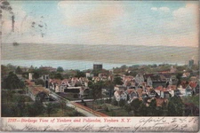 Birdseye View Yonkers Palisades New York NY 1910s Hudson River Postcard