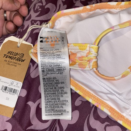 Billabong Girls Swimsuit Bikini Size 12 Wildflower High Neck Set NEW - Picture 11 of 12