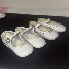 Vtg White Patent Leather Infant/ Toddler Shoes Lot Of 2