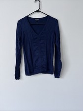 Express Women s Blue Long Sleeve V-Neck Sweater Size Small