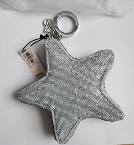 VICTORIA’S SECRET Star Pouch Coin Keychain Silver Sparkle NWT SPARKLY! CUTE!