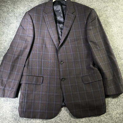 JOS A BANK Reserve Blazer Men's 44R Navy Glen Plaid Silk Wool Blend Tailored Fit